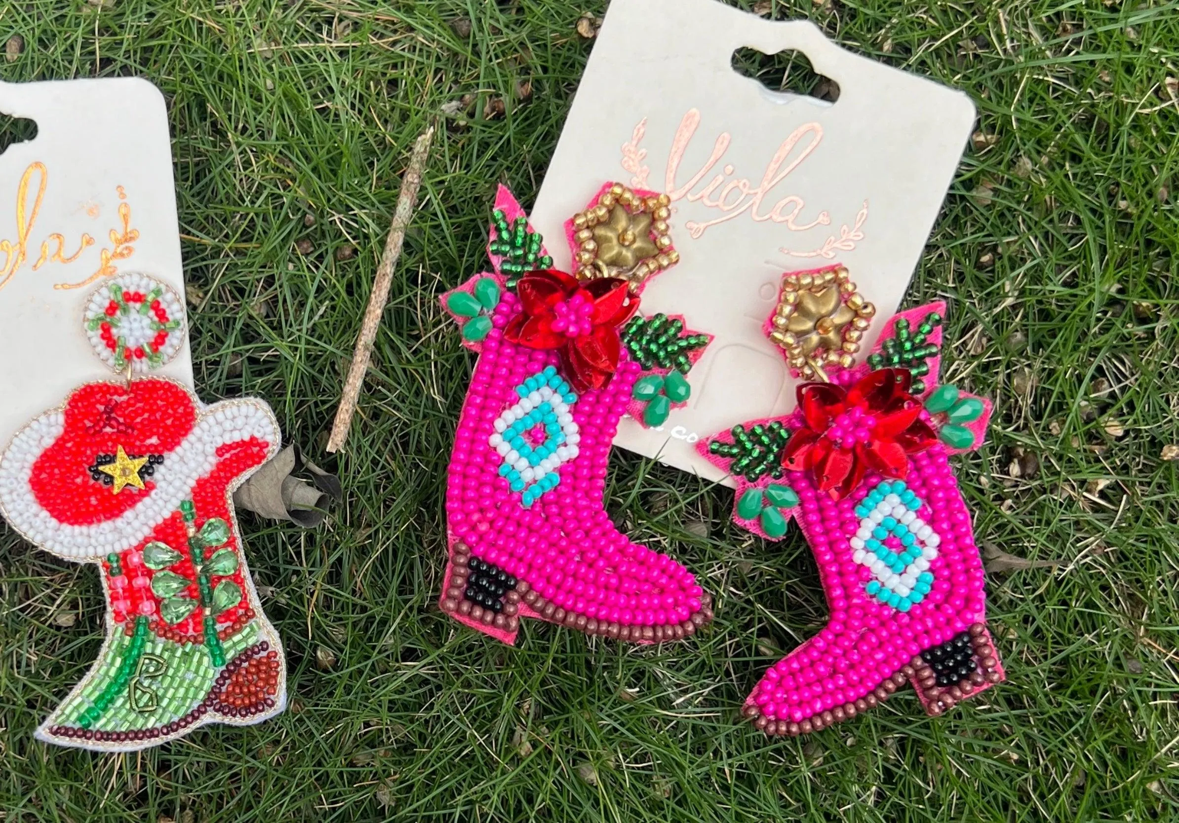 Holiday Cowgirl Boot Earrings