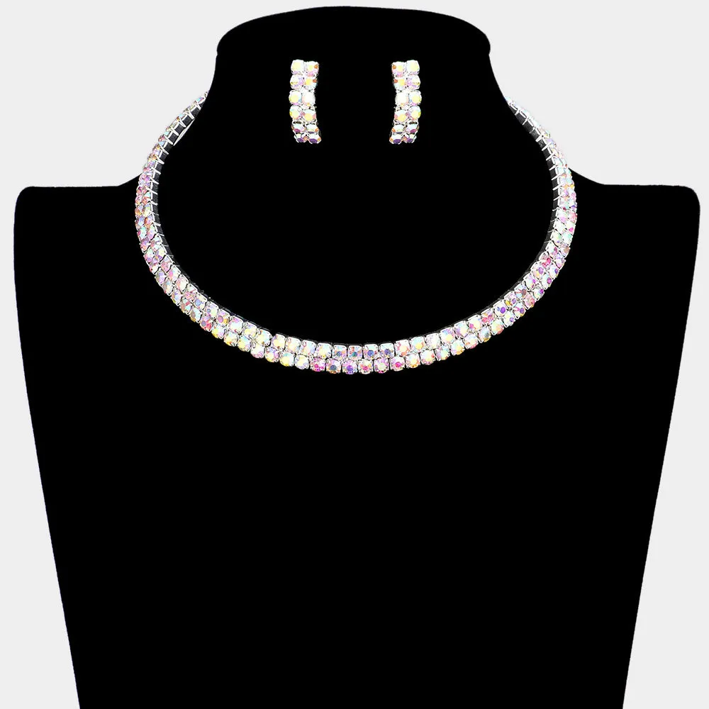 iLLASPARKZ 2-Row crystal Rhinestone Banded Open Choker Necklace
