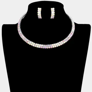 iLLASPARKZ 2-Row crystal Rhinestone Banded Open Choker Necklace