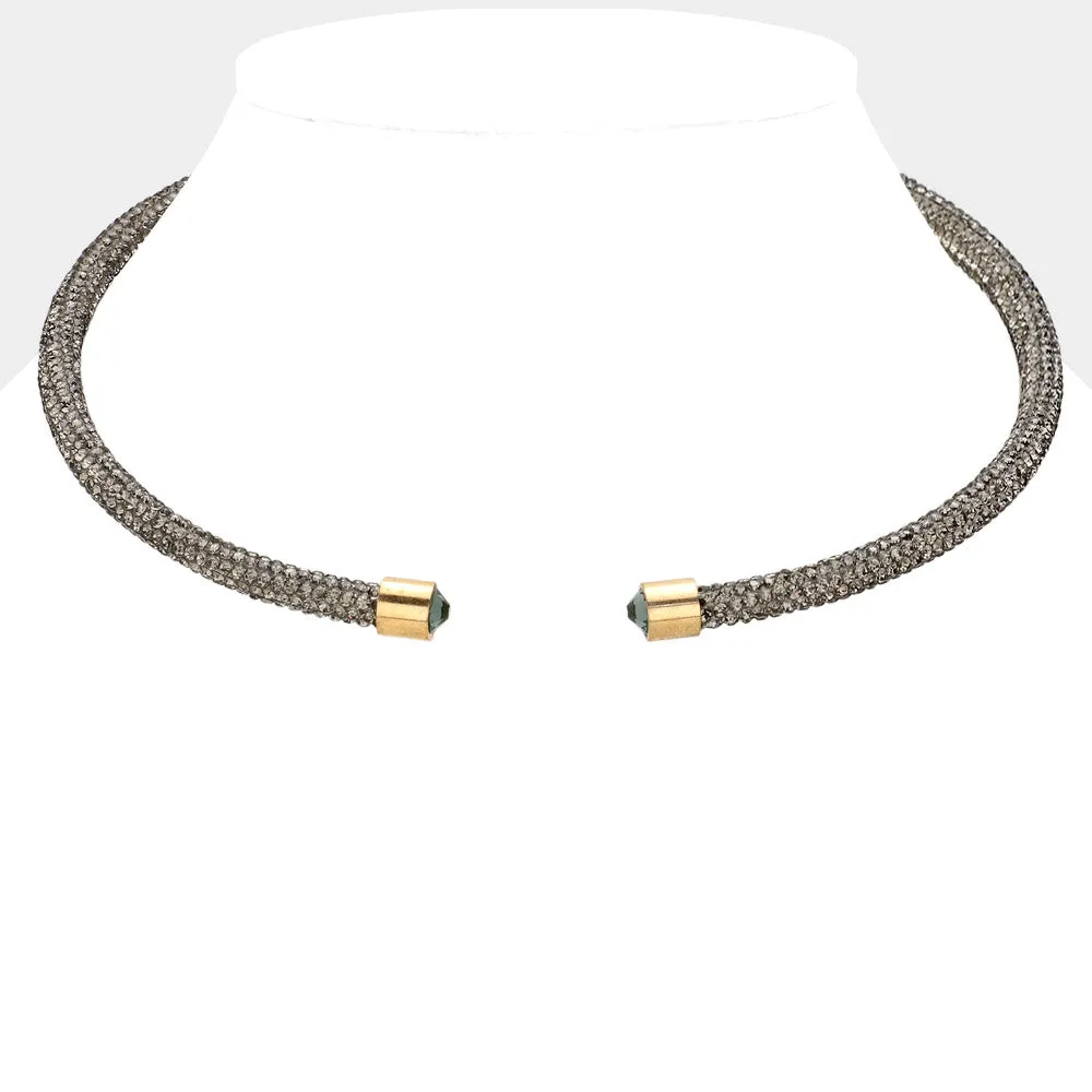 iLLASPARKZ Bling Studded Rhinestone Tip Open Choker