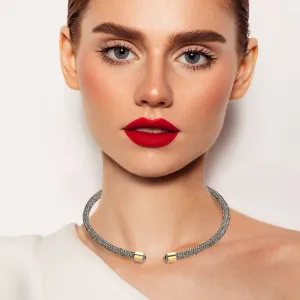 iLLASPARKZ Bling Studded Rhinestone Tip Open Choker