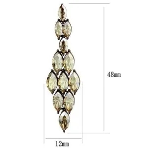IP Coffee light Stainless Steel Earrings with Top Grade Crystal in Champagne for Women Champagne Stone Color Style TK2632