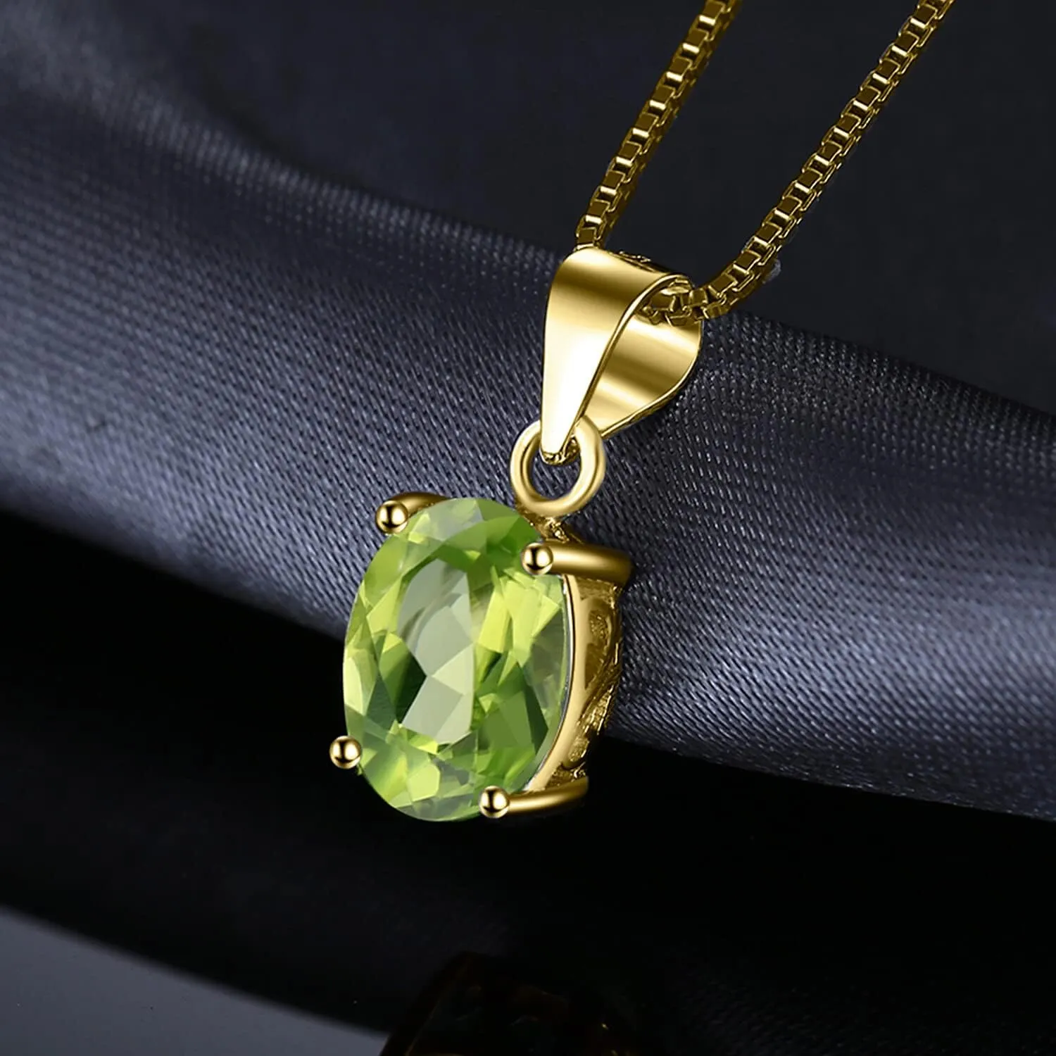 JewelryPalace Natural Gemstone Garnet Peridot Amethyst Citrine Blue Topaz Birthstone Solitaire Pendant Necklace Jewelry Set, 14k Gold Plated 925 Sterling Silver Necklaces for Women, 18 Inch Box chain