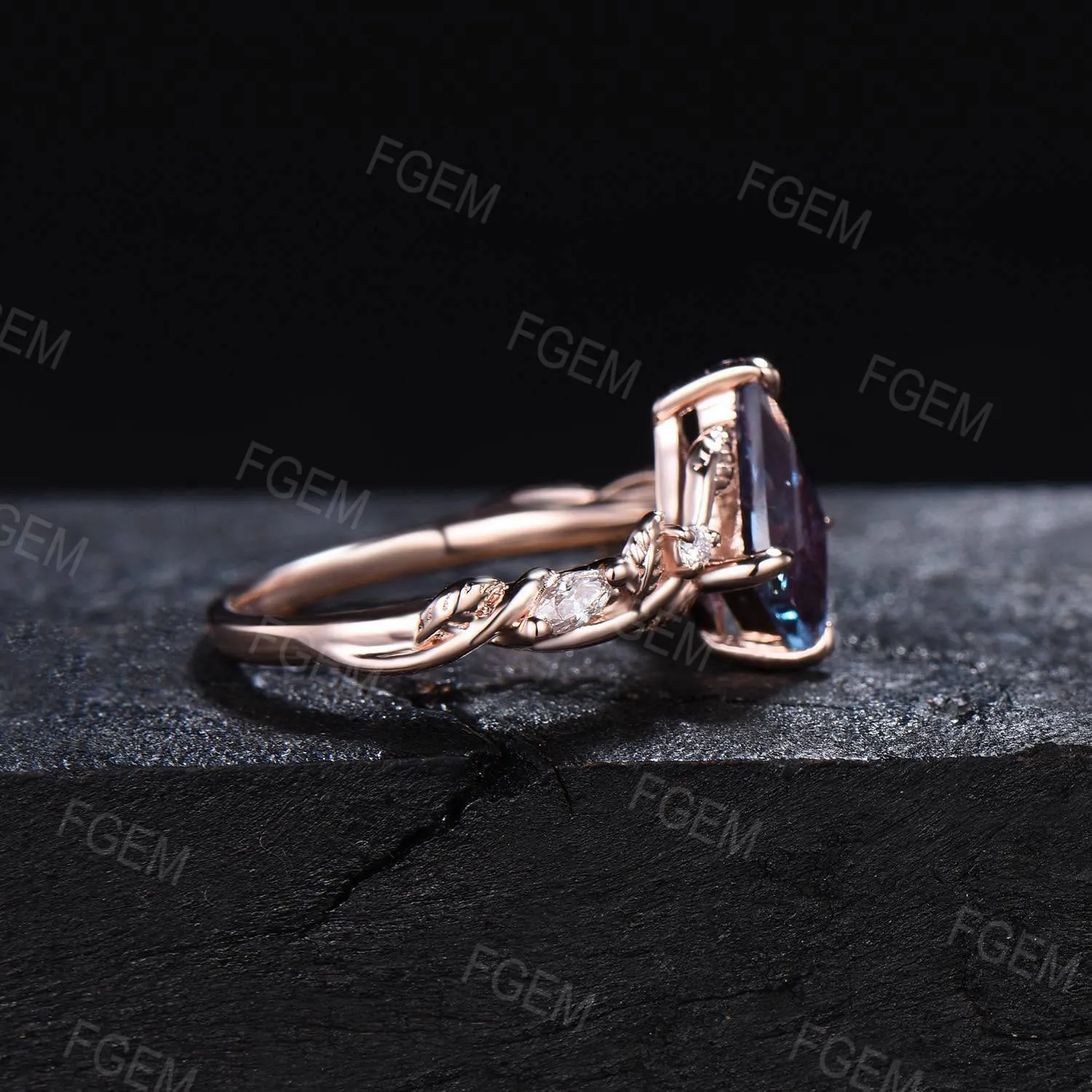 Leaf Lavender Amethyst Engagement Ring Nature Inspired Twig Vine Amethyst Promise Ring Kite Cut Purple Crystal Wedding Ring Anniversary Gift