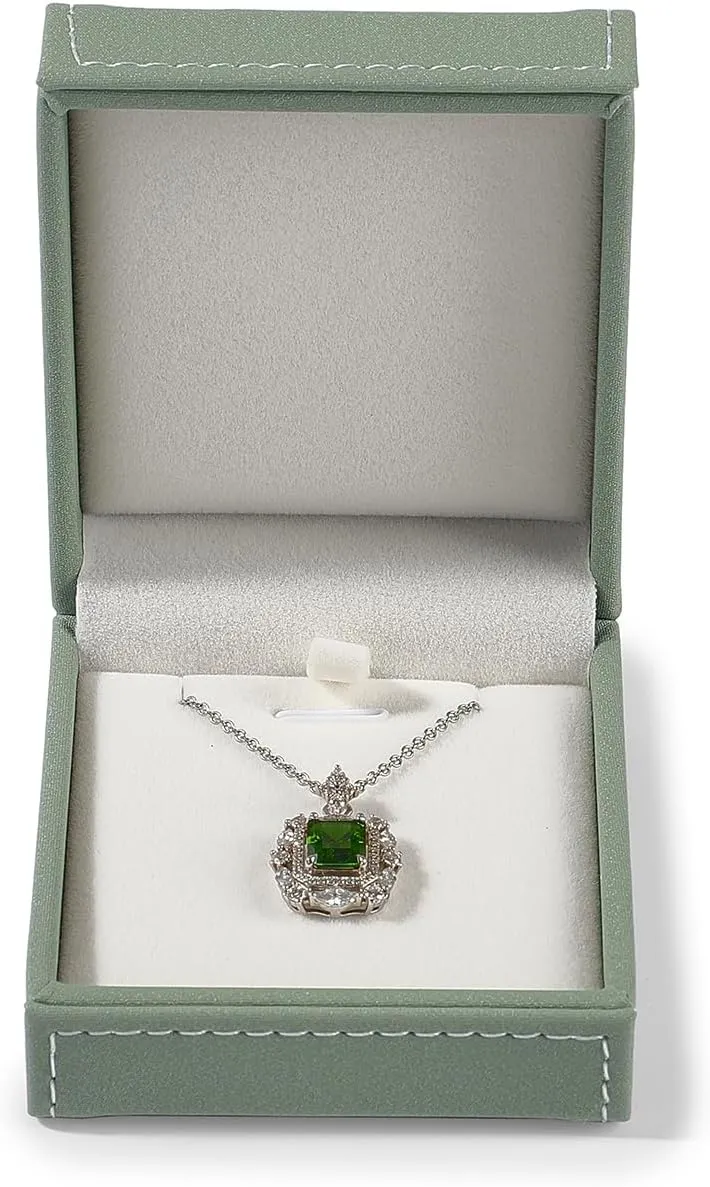 Leather Necklace Gift Box Jewelry Gift Pendant Box Elegant Necklace Case for Birthday, Proposal, Engagement, Wedding, Valentine's Day(Green)