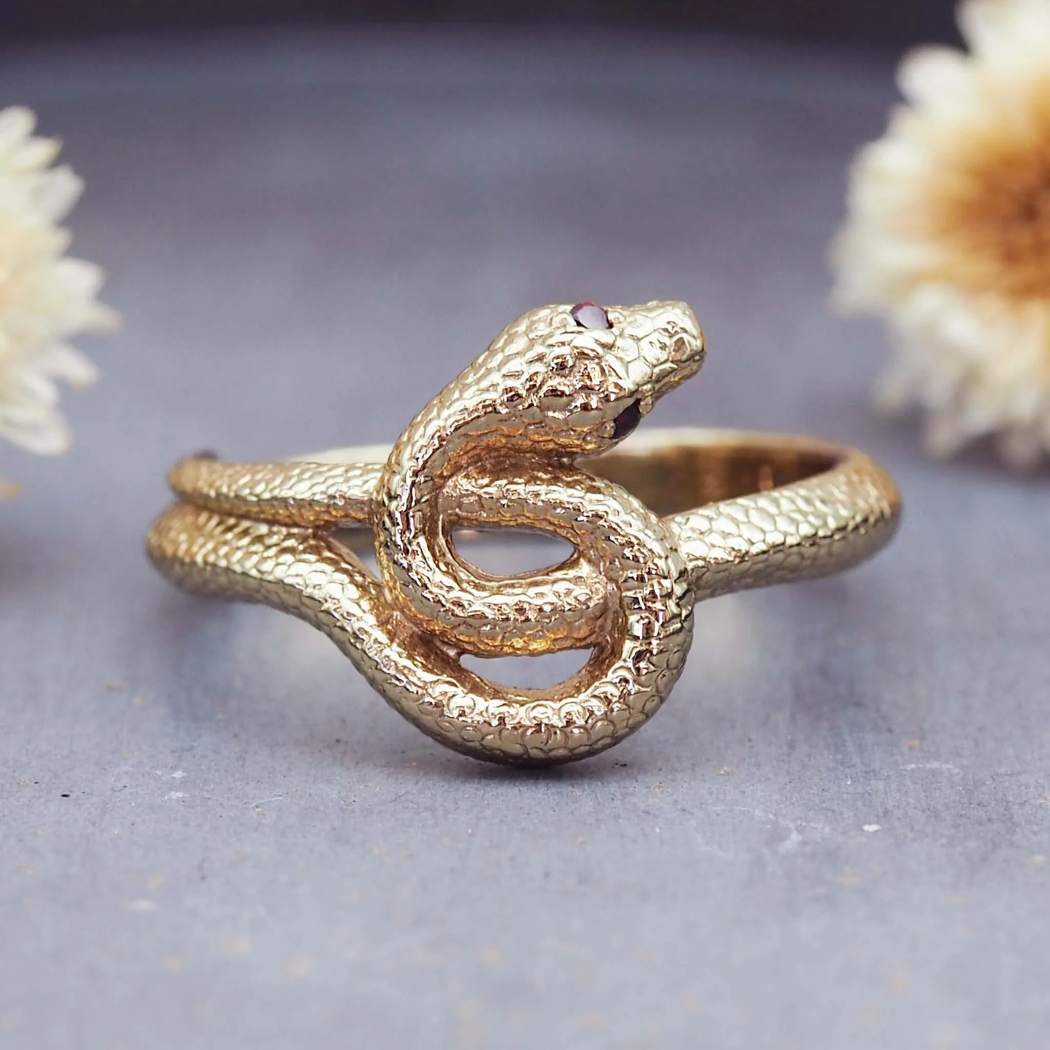 LIMITED EDITION ‘i h x LUNA’ Garnet Serpent Ring Set