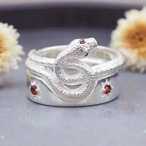 LIMITED EDITION ‘i h x LUNA’ Garnet Serpent Ring Set