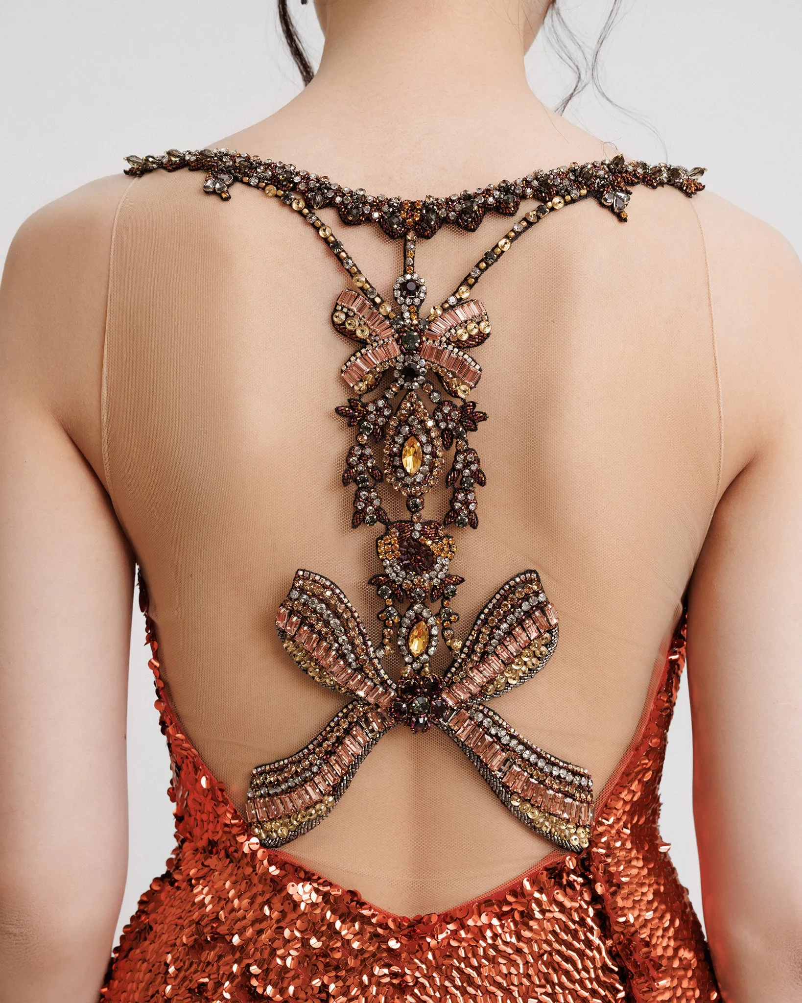 Long Dress with Beaded Straps and Back