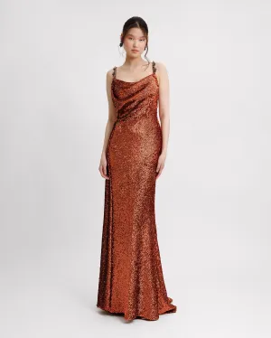 Long Dress with Beaded Straps and Back
