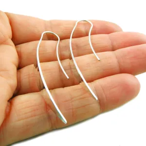Long Handmade 925 Silver Hammered Drop Earrings
