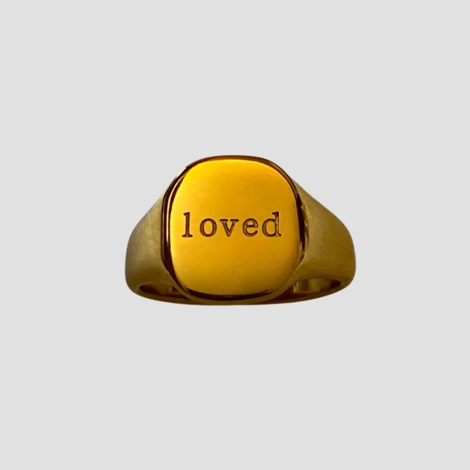 'Loved' 18k Gold Signet Ring