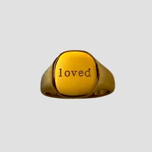 'Loved' 18k Gold Signet Ring