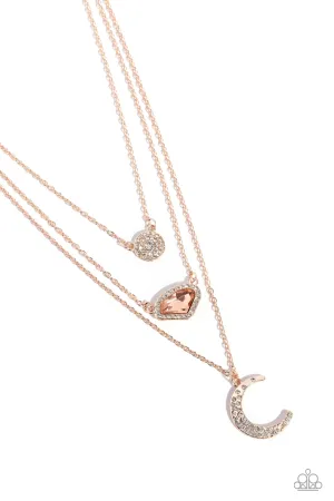 Lunar Lineup - Rose Gold Necklace - Paparazzi Accessories