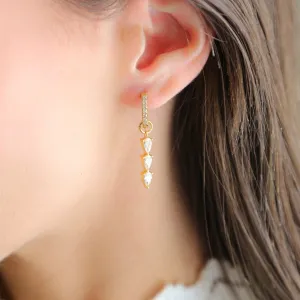 MILAN | 18K Gold Earrings | Triple Tier Drop Laced With CZ