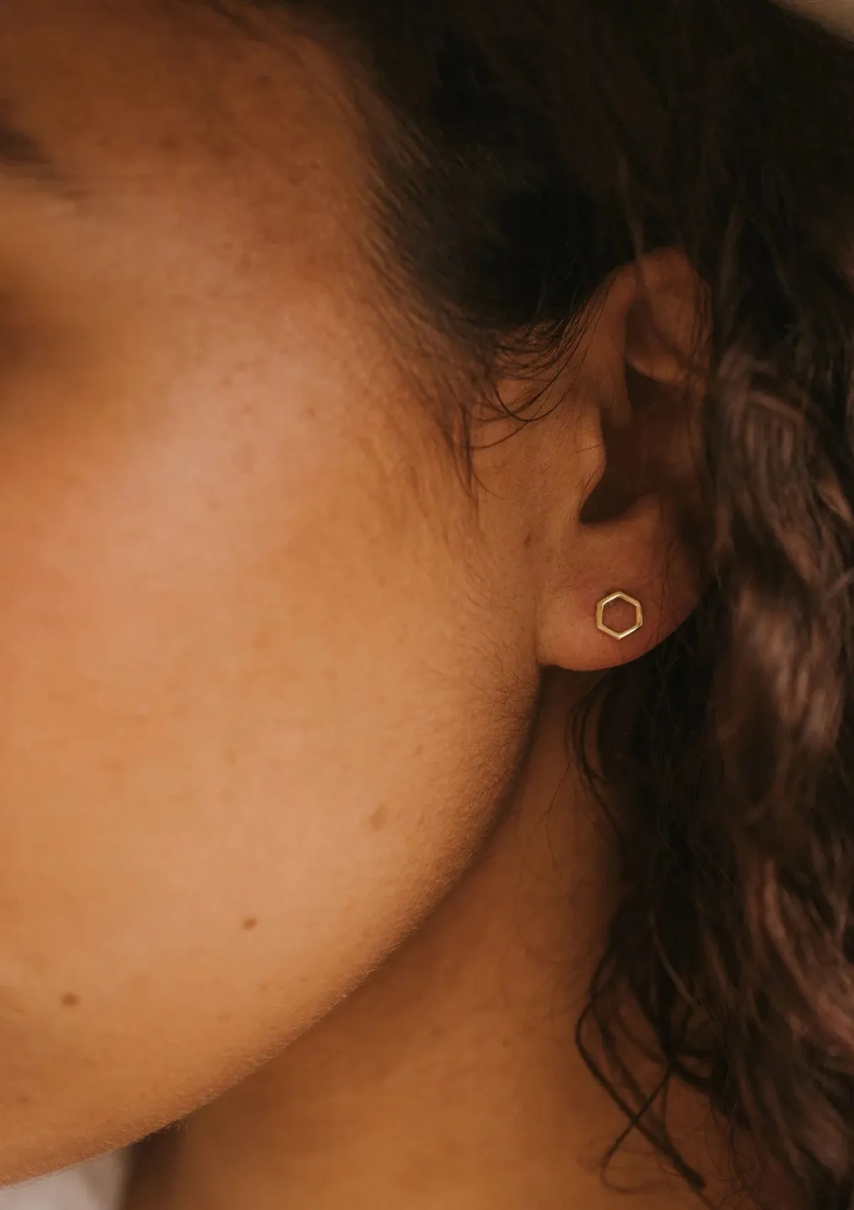 Minimalist Hexagon Post Earrings