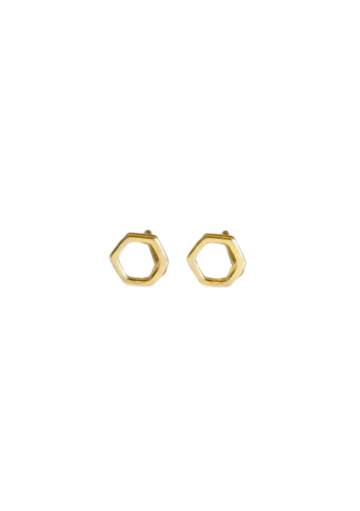 Minimalist Hexagon Post Earrings