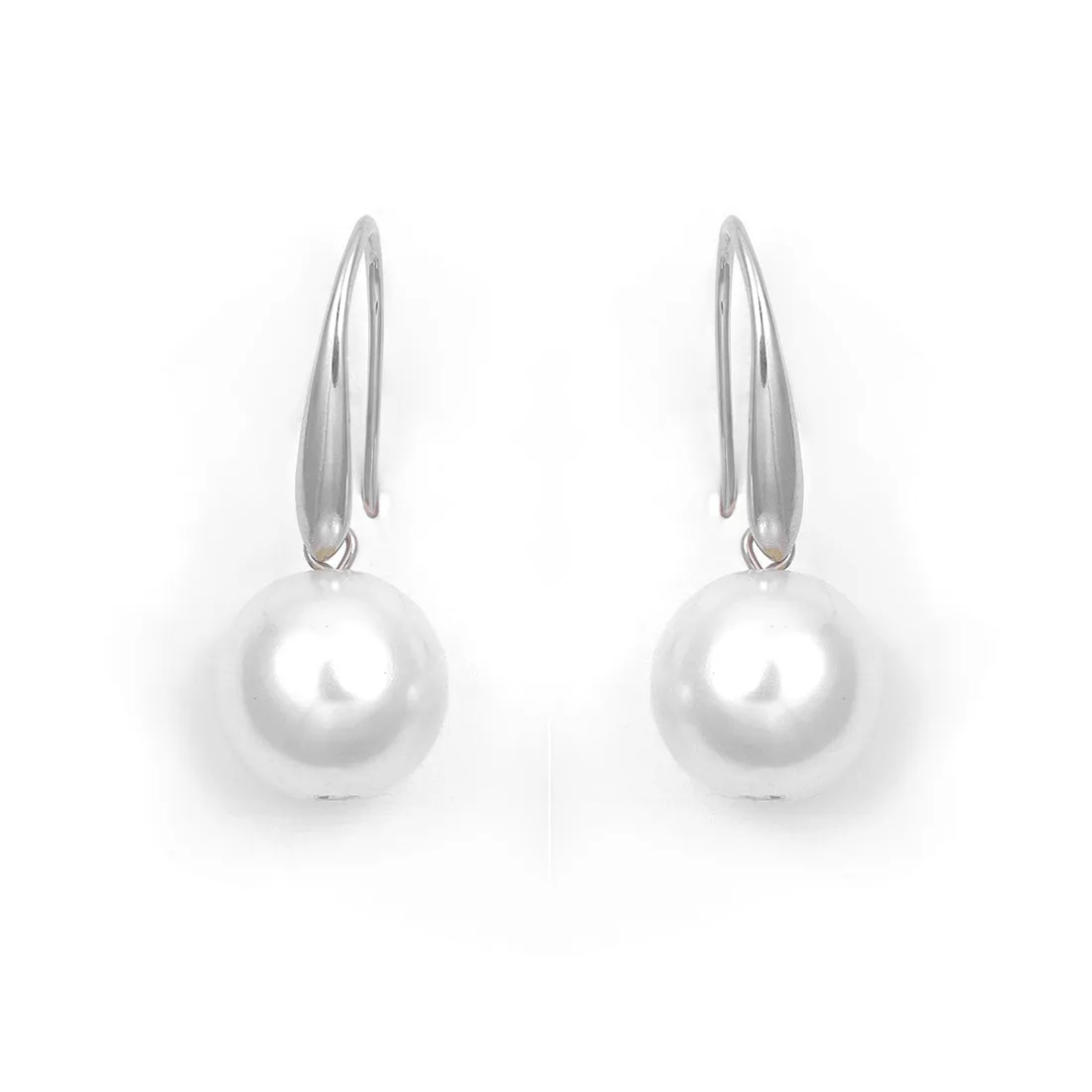 Minimalist Silver Earrings Featuring A Striking, Large Pearl.