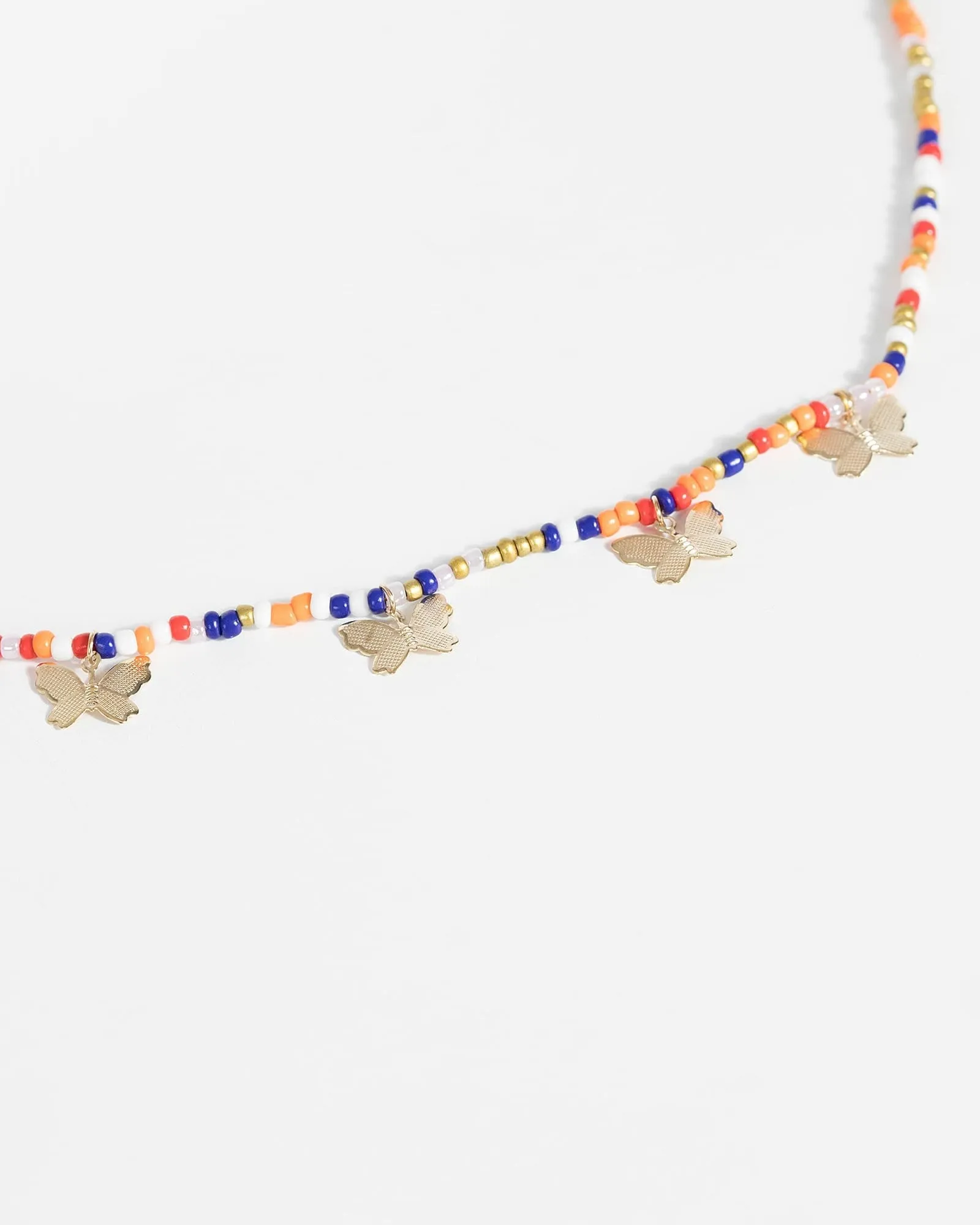 Multi Colour Butterfly Beaded Choker Necklace