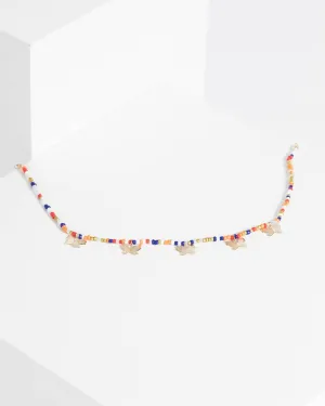 Multi Colour Butterfly Beaded Choker Necklace