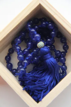 Natural Blue Quartz 8mm 108 Mala Beads, Spiritual, Meditation Beads, Reiki, Japa Mala, Buddhist Prayer Beads, Yoga Bracelet, healing beads LKMALA-RRGU-2563