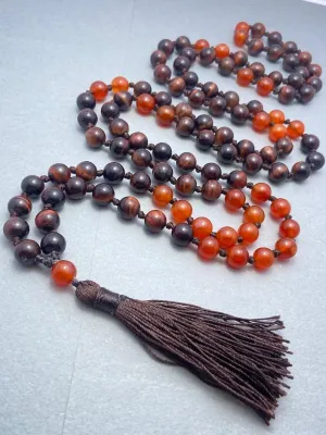 Natural Red Tiger's Eye & Red Onyx 8mm 108 Mala Beads, Spiritual, Meditation Beads, Reiki, Japa Mala, Buddhist Prayer Beads, Yoga Bracelet, healing beads LKMALA-RRGU-3566