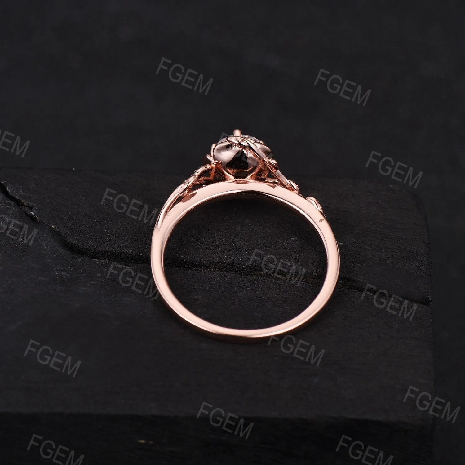 Nature Inspired Flower Wedding Ring 5mm Round Color-Change Alexandrite Engagement Ring Leaf Branch Cluster Emerald Ring June Birthstone Gift