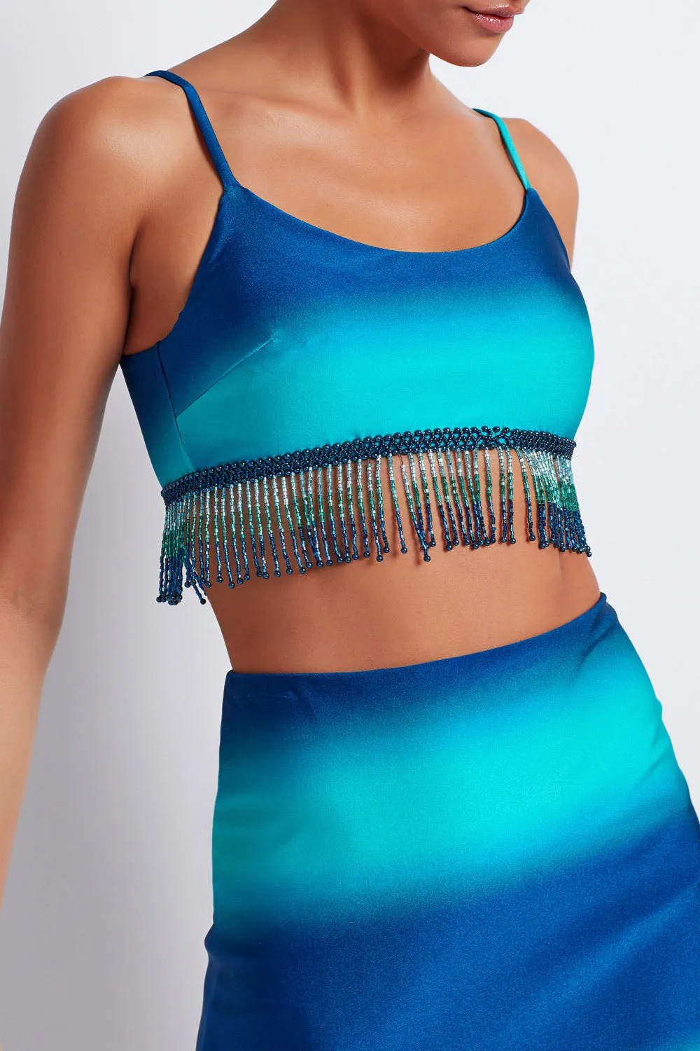 OMBRE BEADED CROPPED TOP