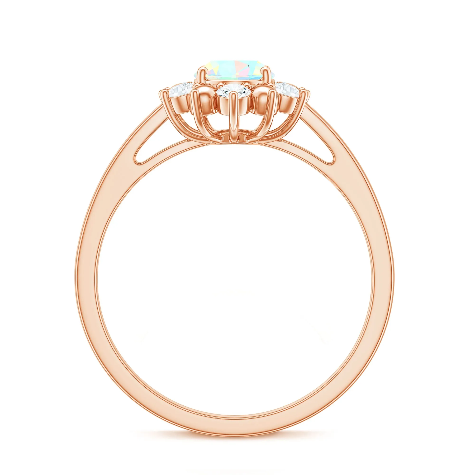 Oval Ethiopian Opal Floral Halo Engagement Ring with Diamond