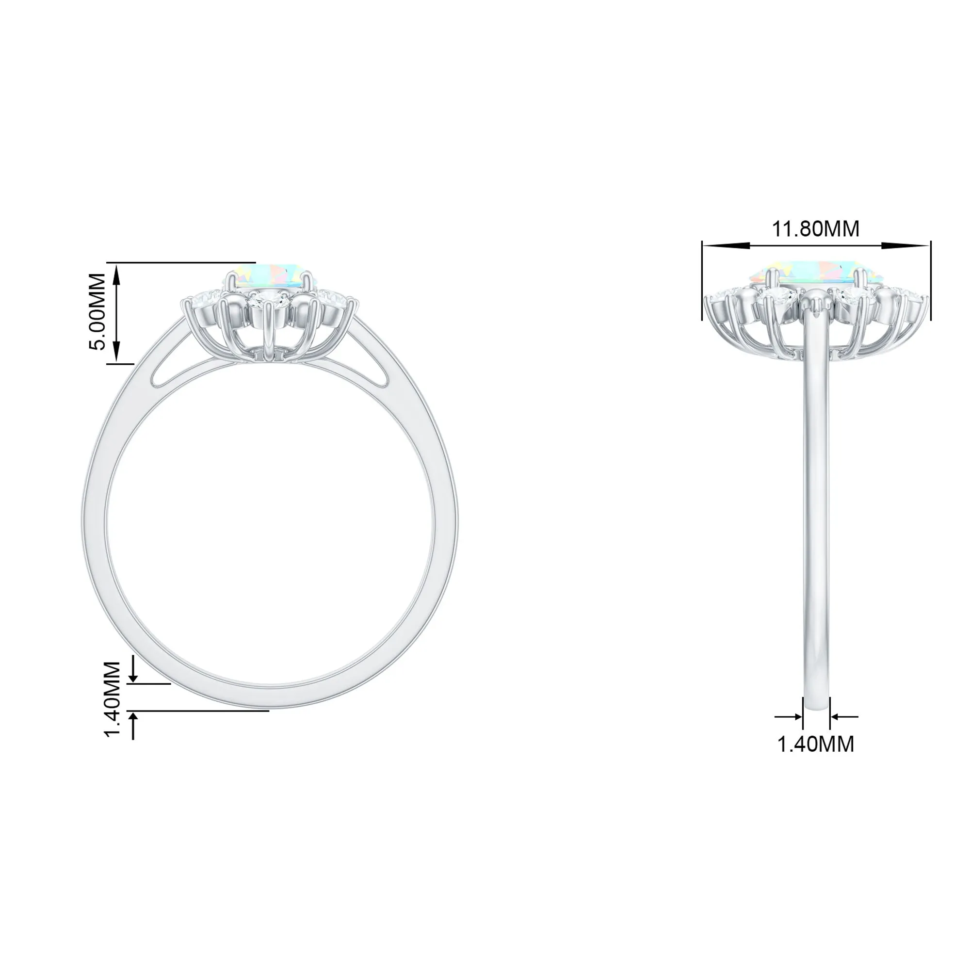 Oval Ethiopian Opal Floral Halo Engagement Ring with Diamond