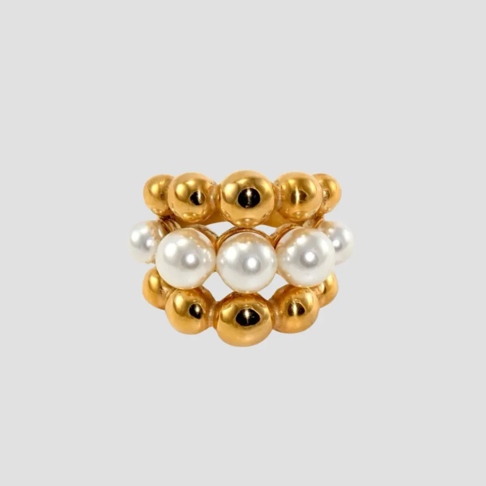 Pearl Crown Layer 18k Gold Ring