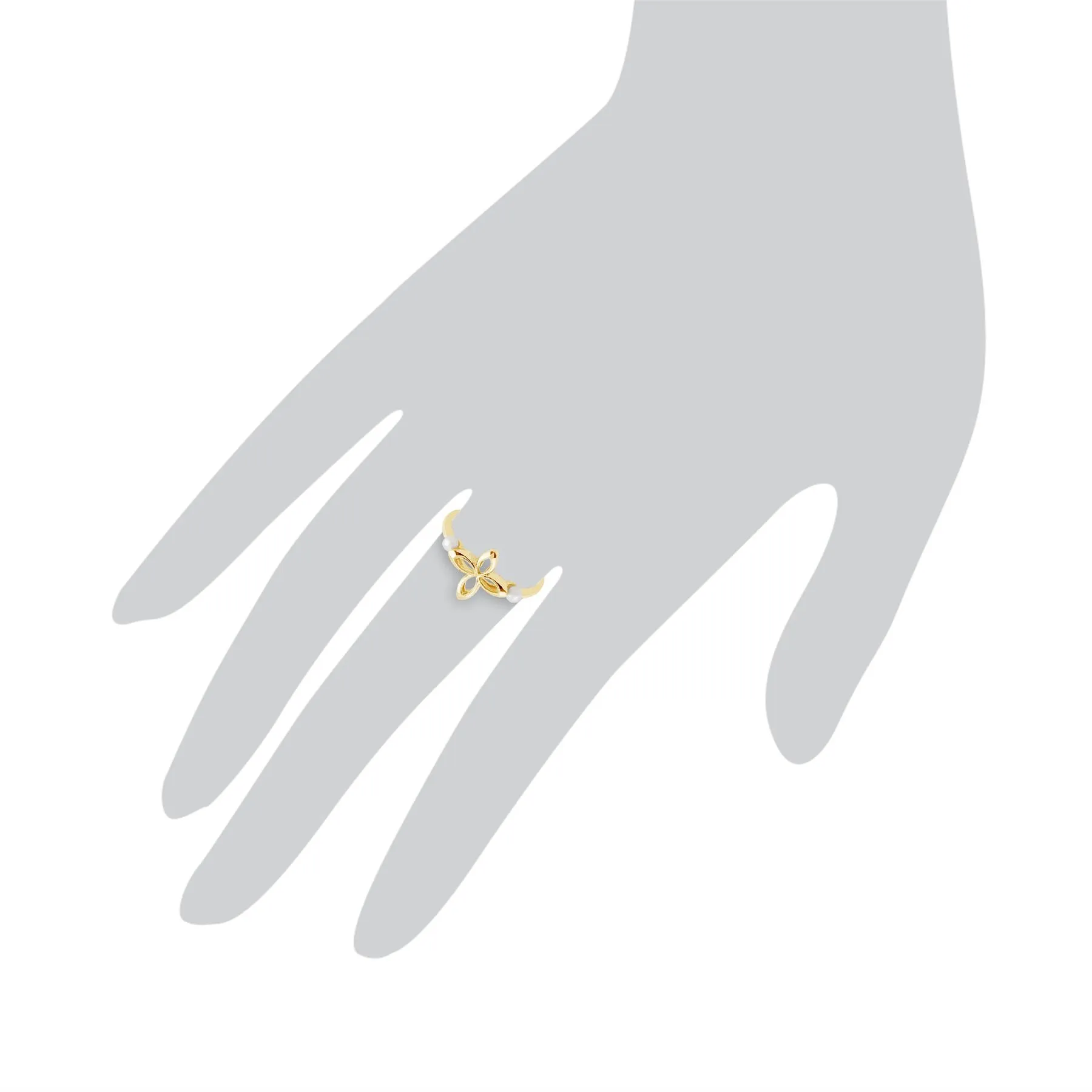 Pearl Ring, 9Karat Gelb Gold 0,20CT Perle Muster, Ring