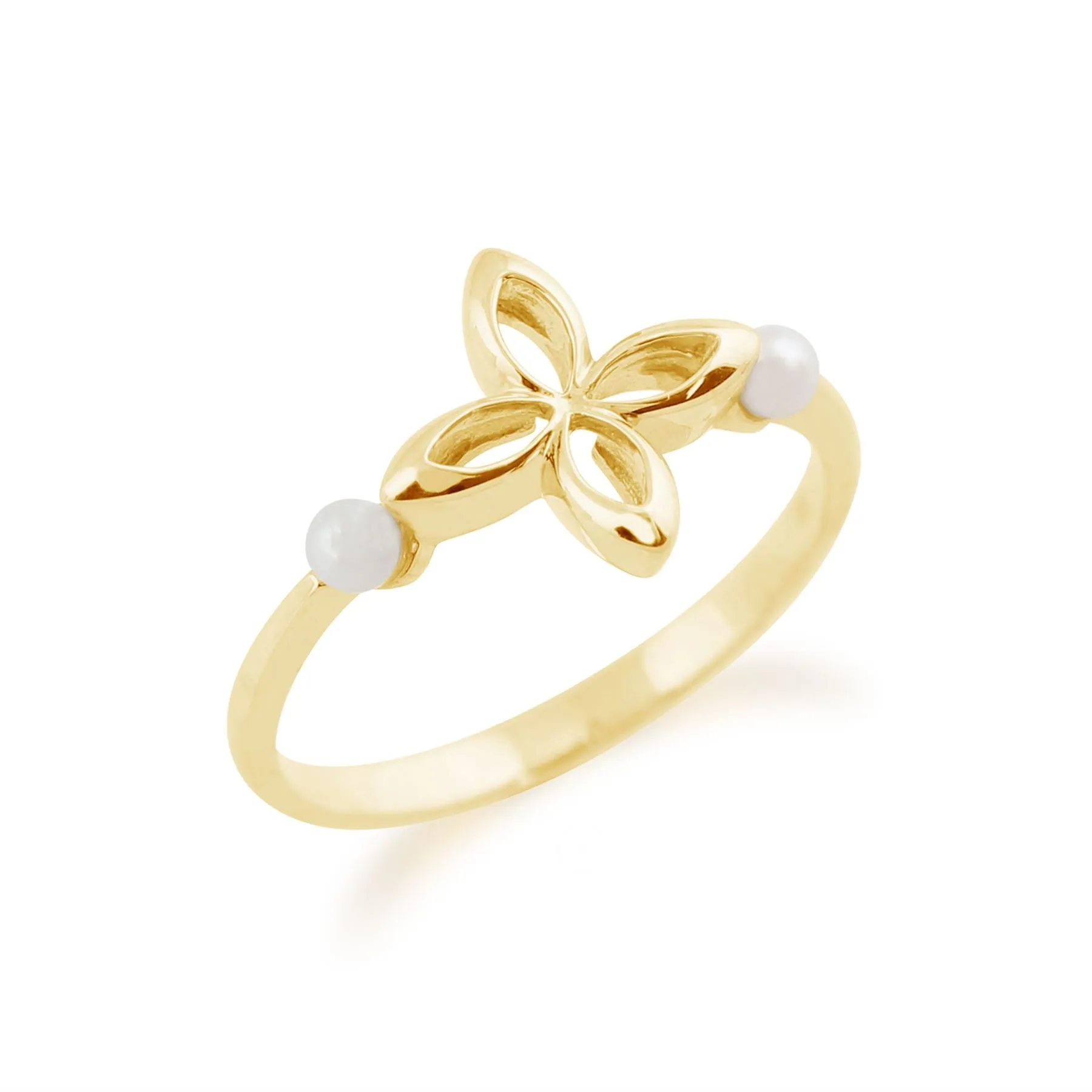 Pearl Ring, 9Karat Gelb Gold 0,20CT Perle Muster, Ring