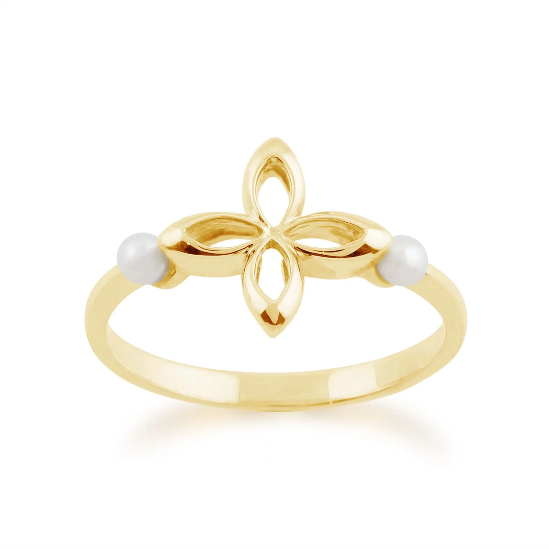 Pearl Ring, 9Karat Gelb Gold 0,20CT Perle Muster, Ring
