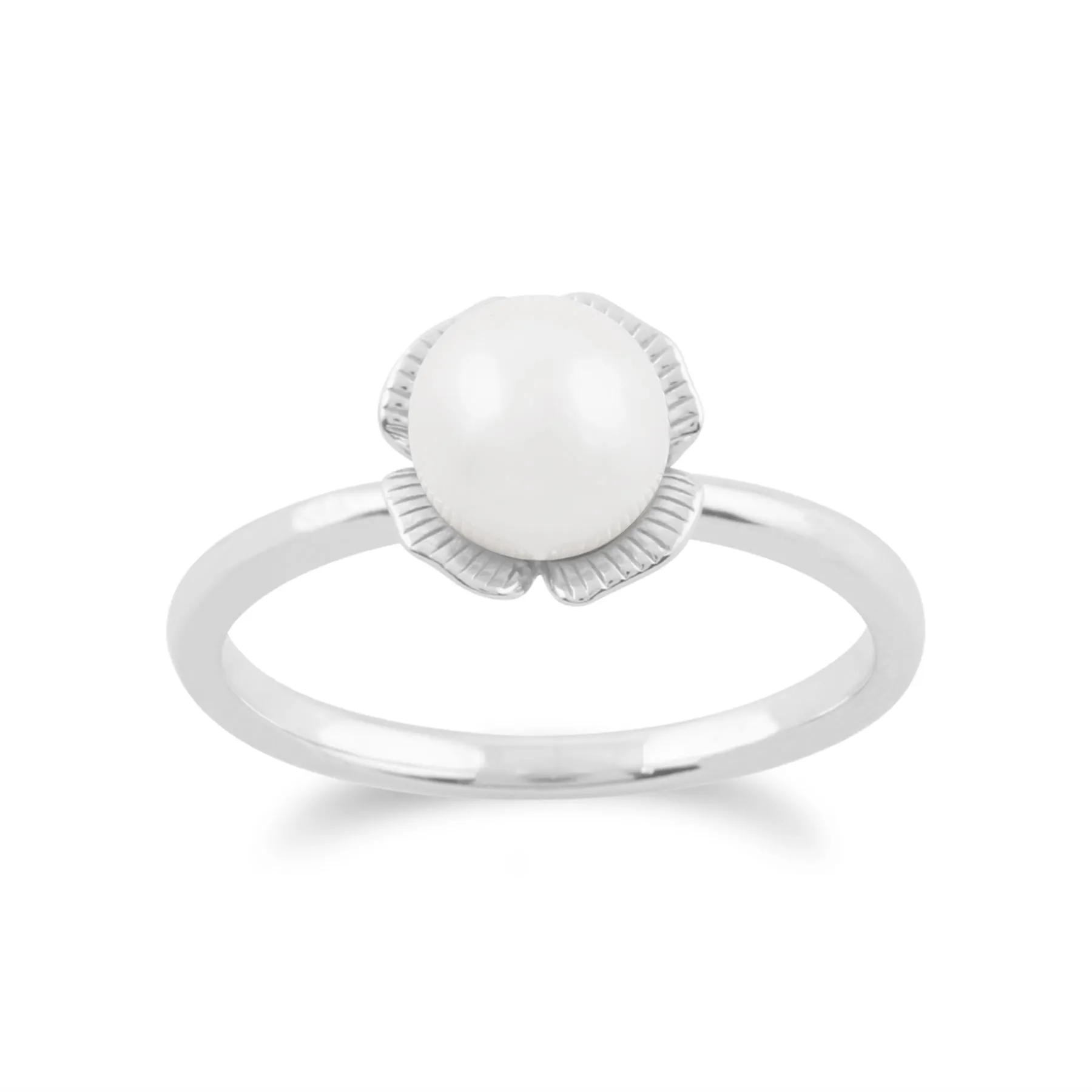 Perle Ring, 925Sterling Silber Ginkgo Flower 1,88CT Pearl Ring