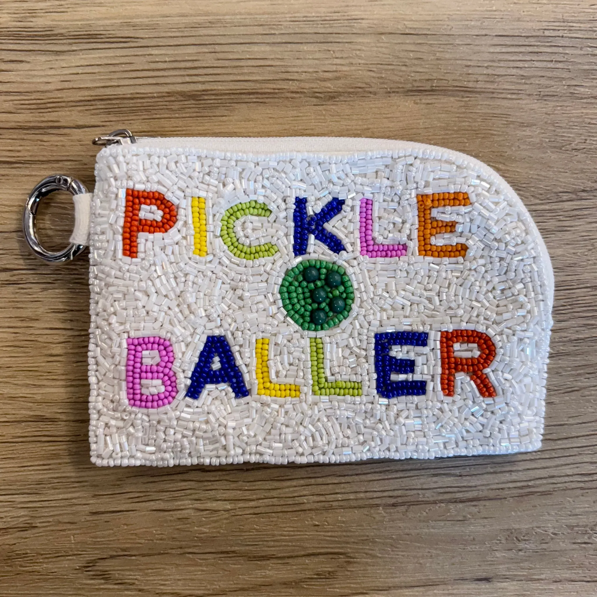 Pickleballer Beaded Keychain Pouch