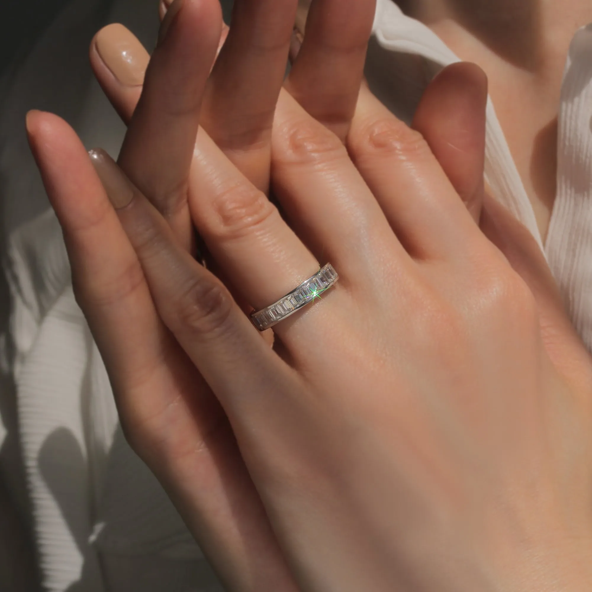 Platinum Elegance Baguette Eternity Band