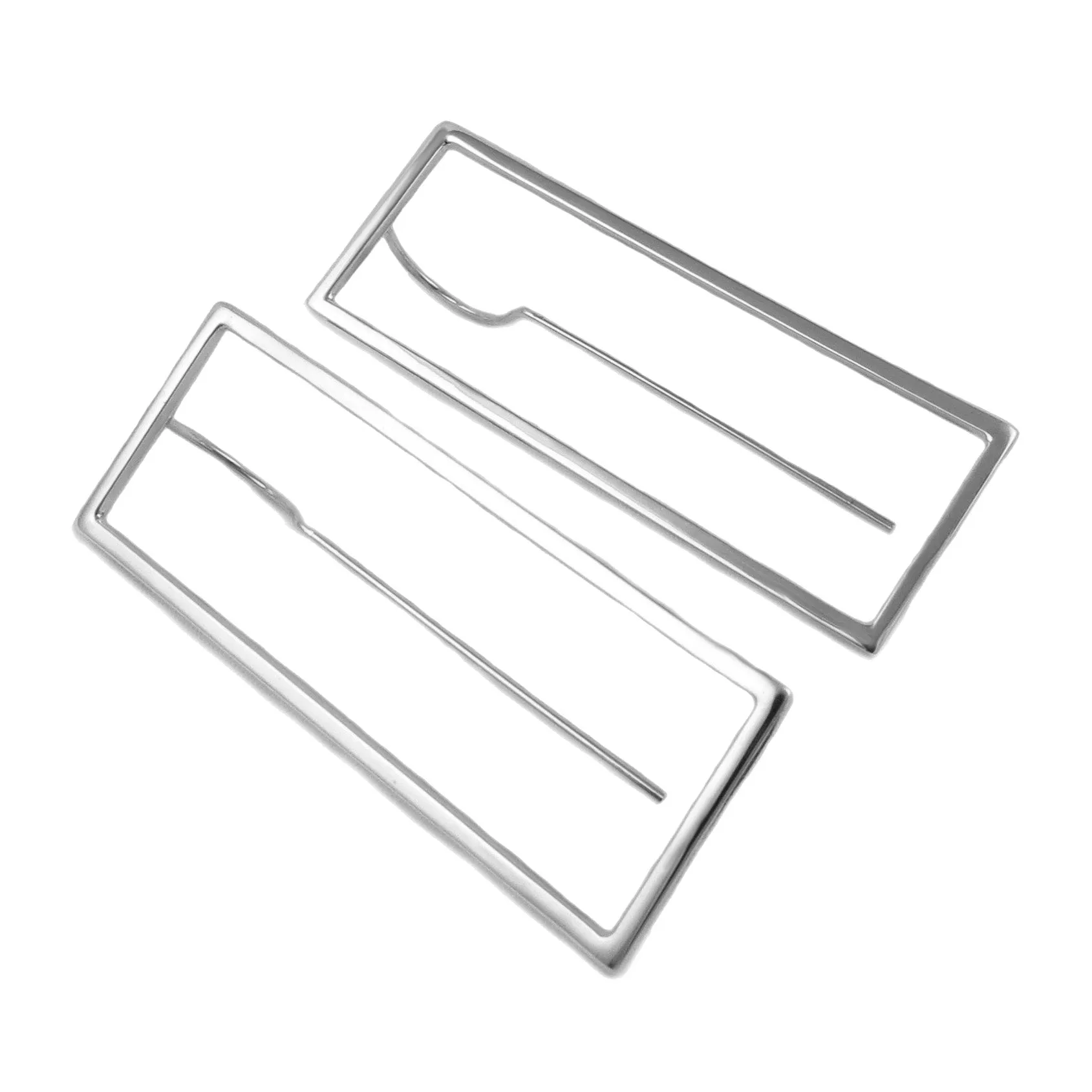 Rectangle 925 Sterling Silver Long Earrings
