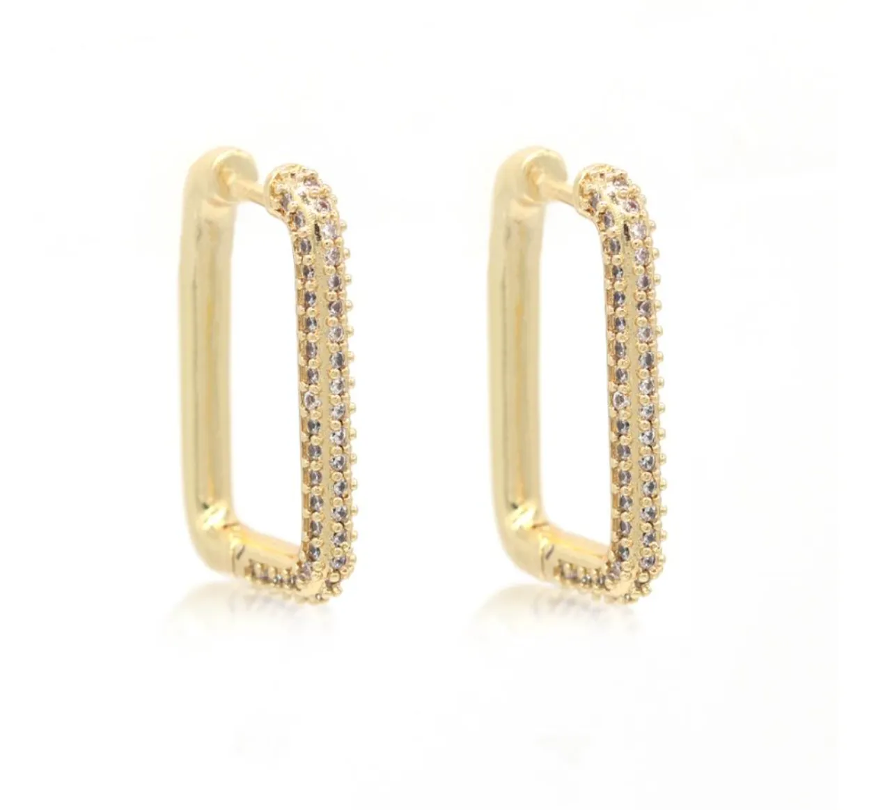 Rectangle Cz Hoop earrings