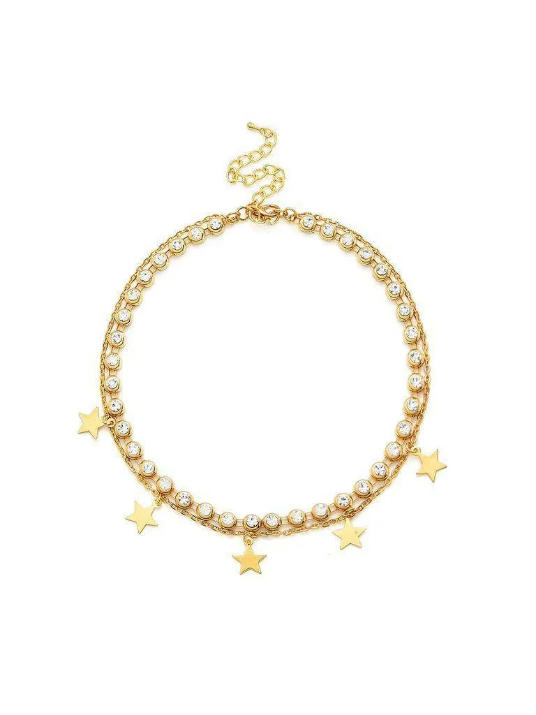 Rhinestone & Star Design Chain Choker