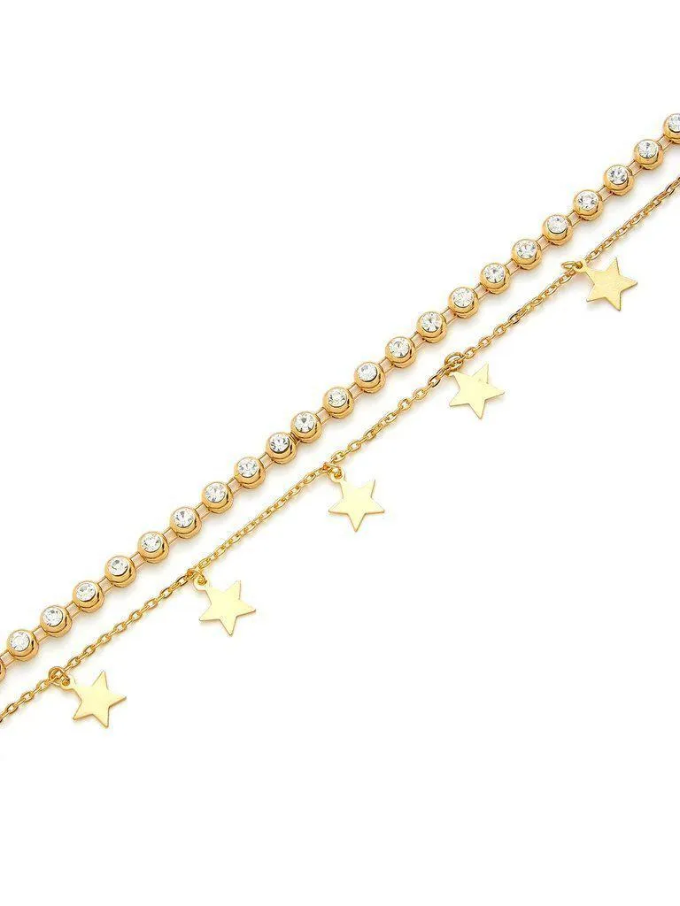Rhinestone & Star Design Chain Choker