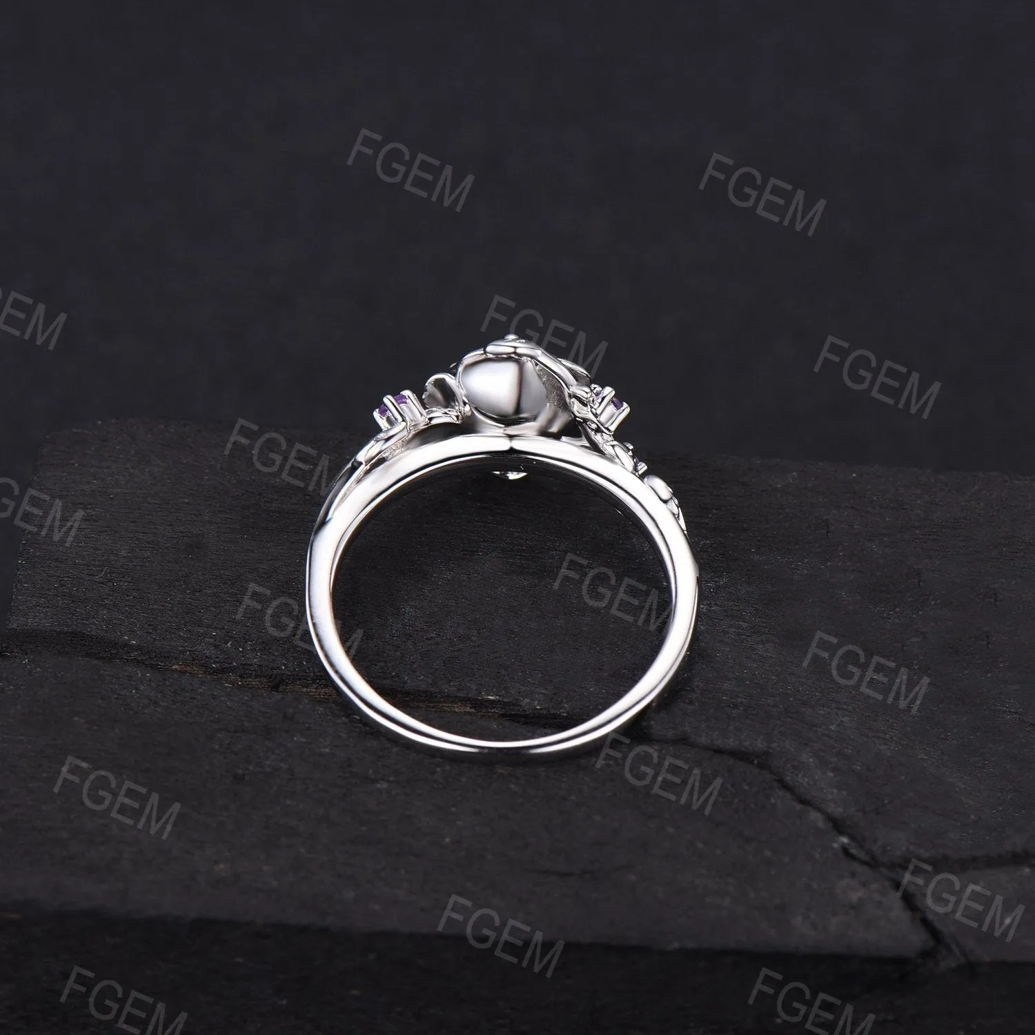 Rose Flower Engagement Ring 5mm Round Natural Peridot Wedding Ring Nature Inspired Leaf Floral Cluster Amethyst Ring August Birthstone Gift