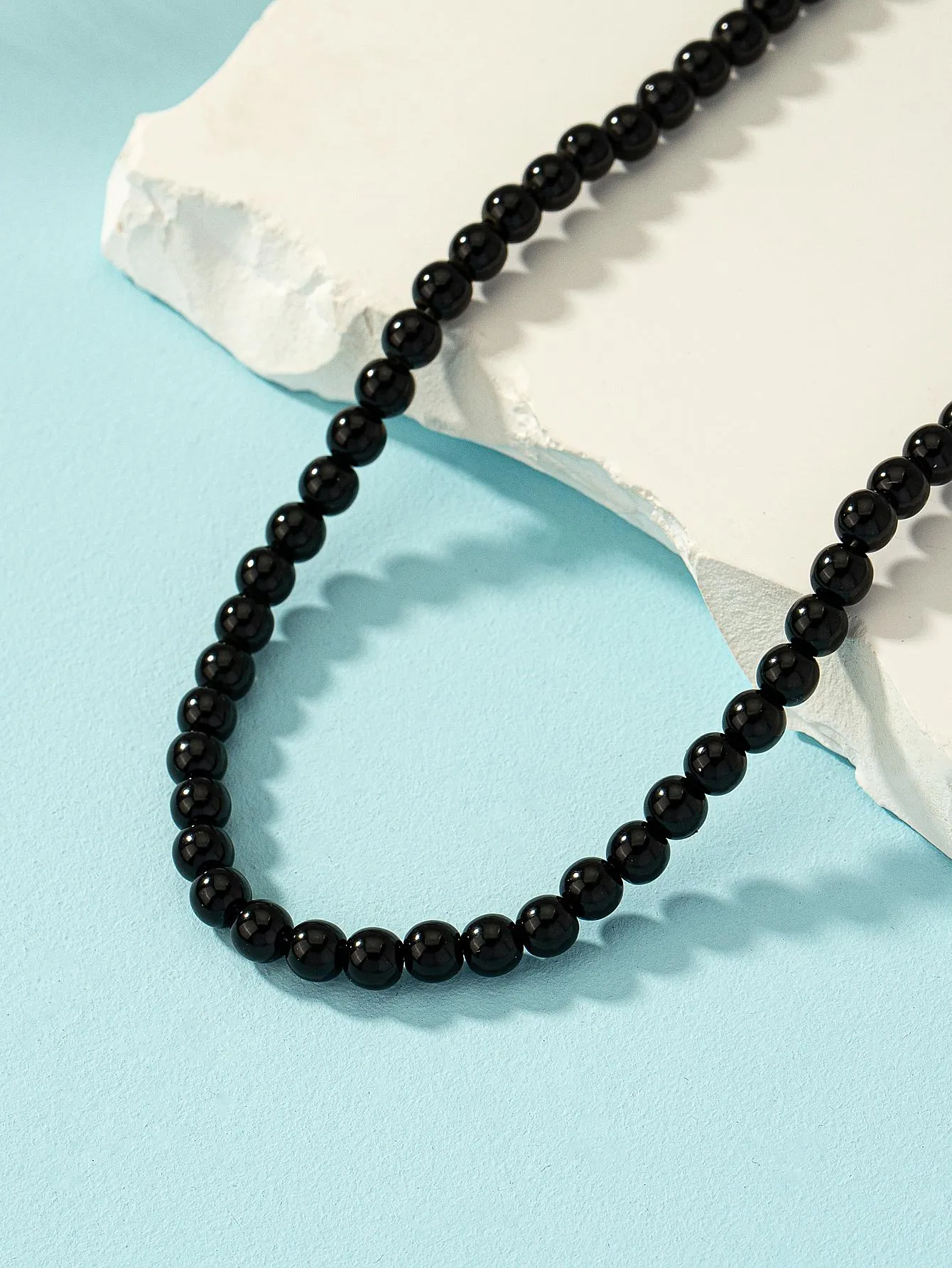 Round Black Beaded Necklace for Women Girls Accessories Jewelry Gifts Gift for