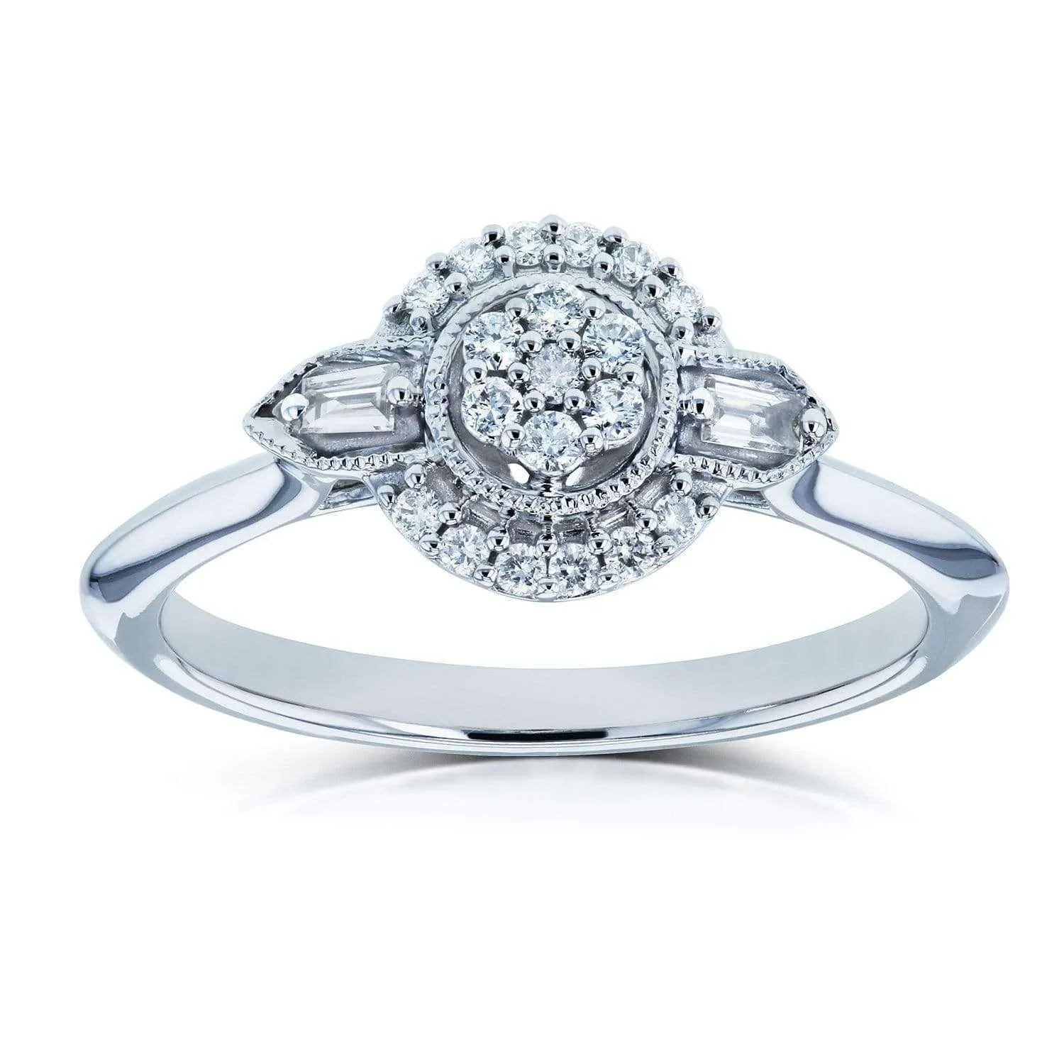 Round Cluster Pinched Halo Diamond Ring