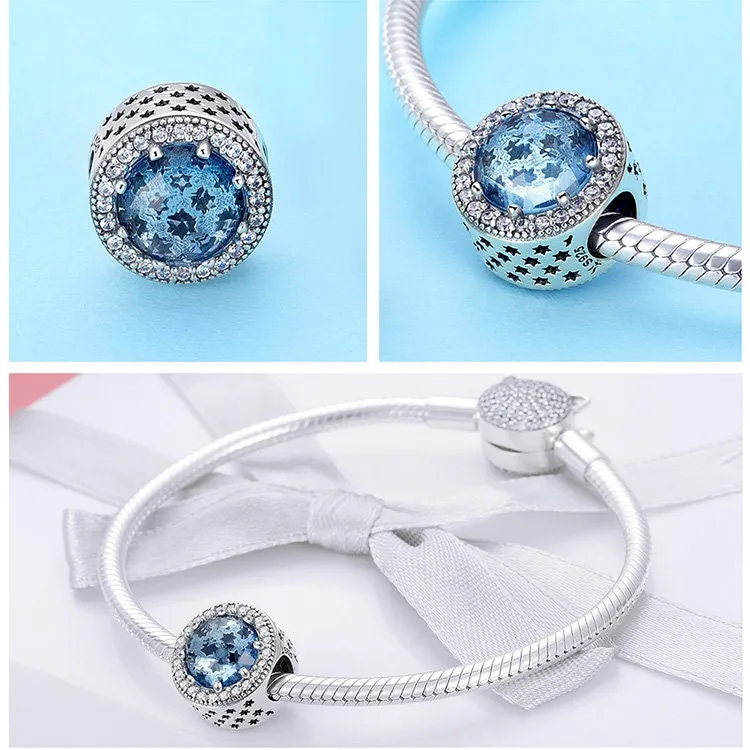 S925 Silver Mysterious Starry Sky Charm Beads