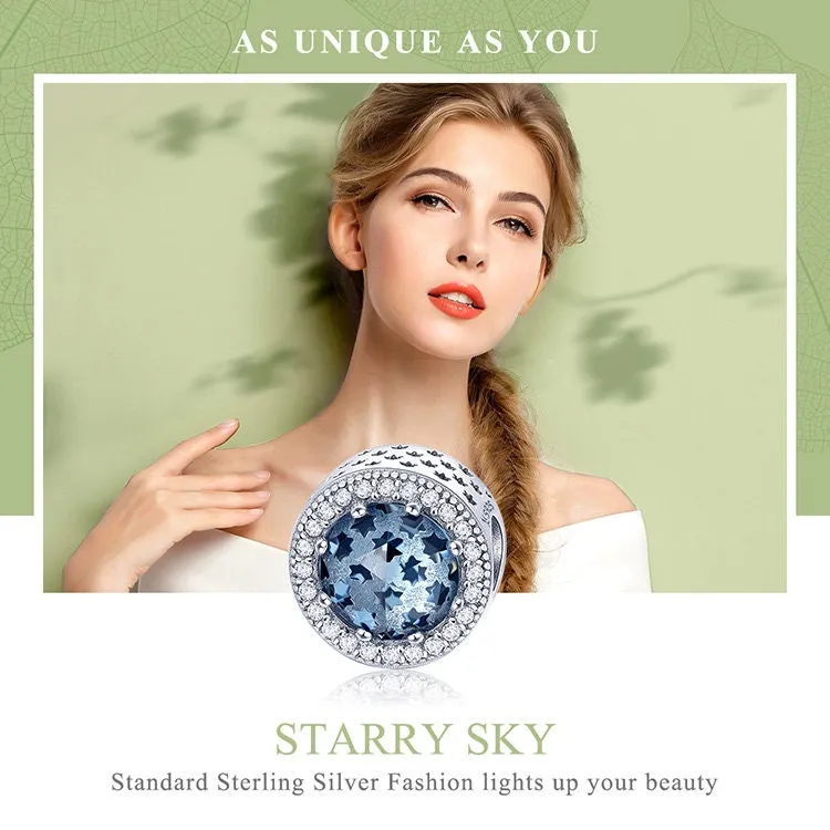 S925 Silver Mysterious Starry Sky Charm Beads