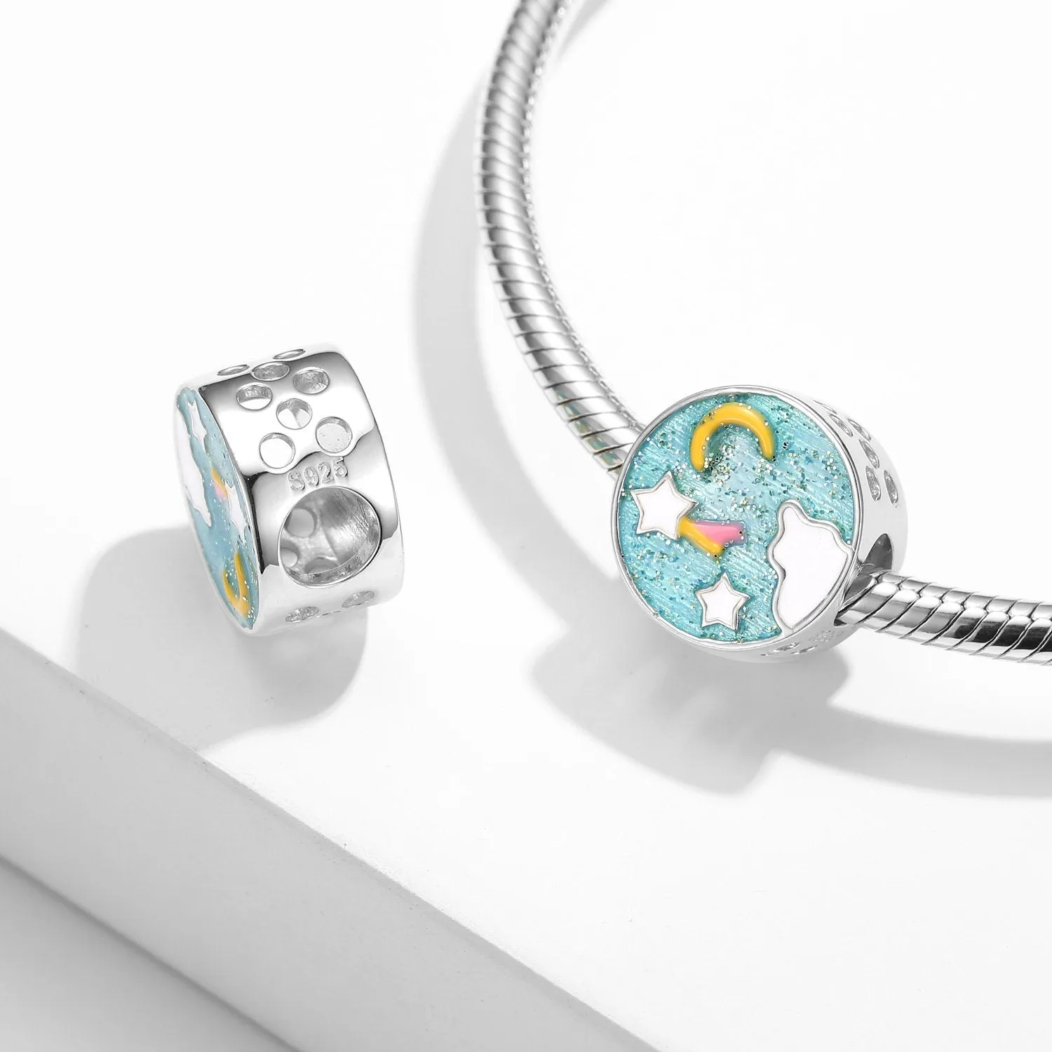 S925 Silver Starry Sky Blue Love Charm