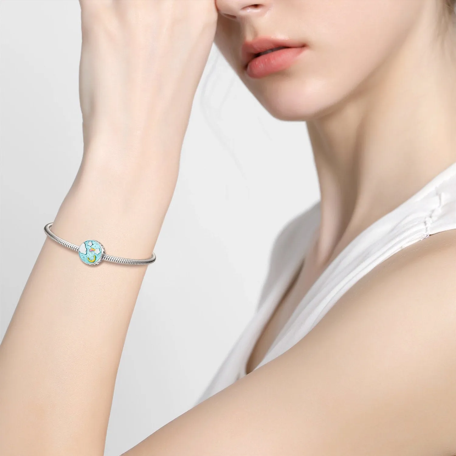 S925 Silver Starry Sky Blue Love Charm