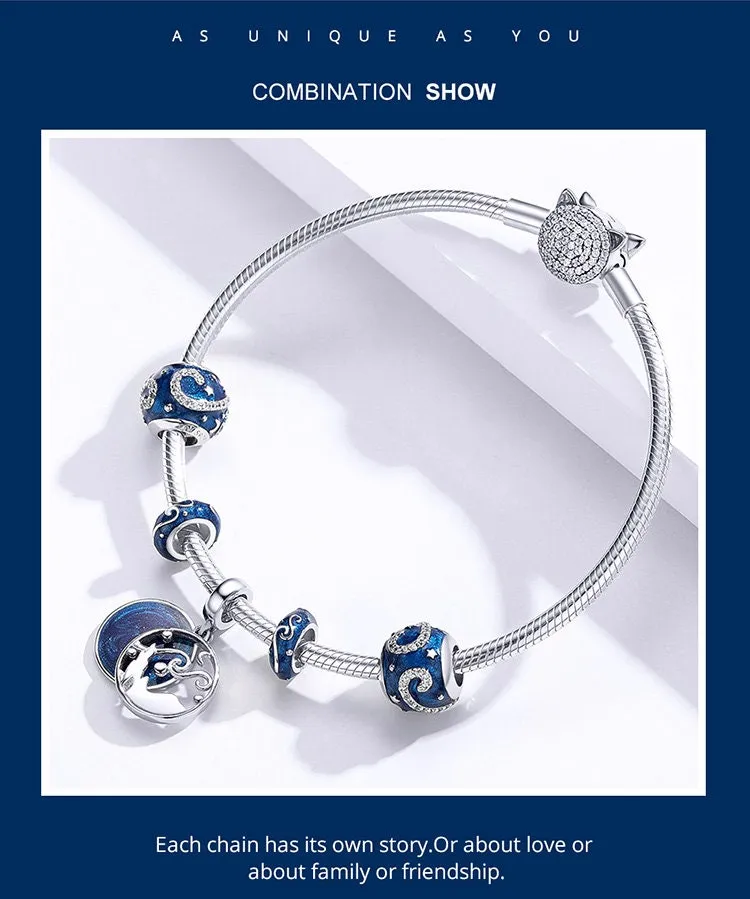 S925 Silver Starry Sky Charm Beads