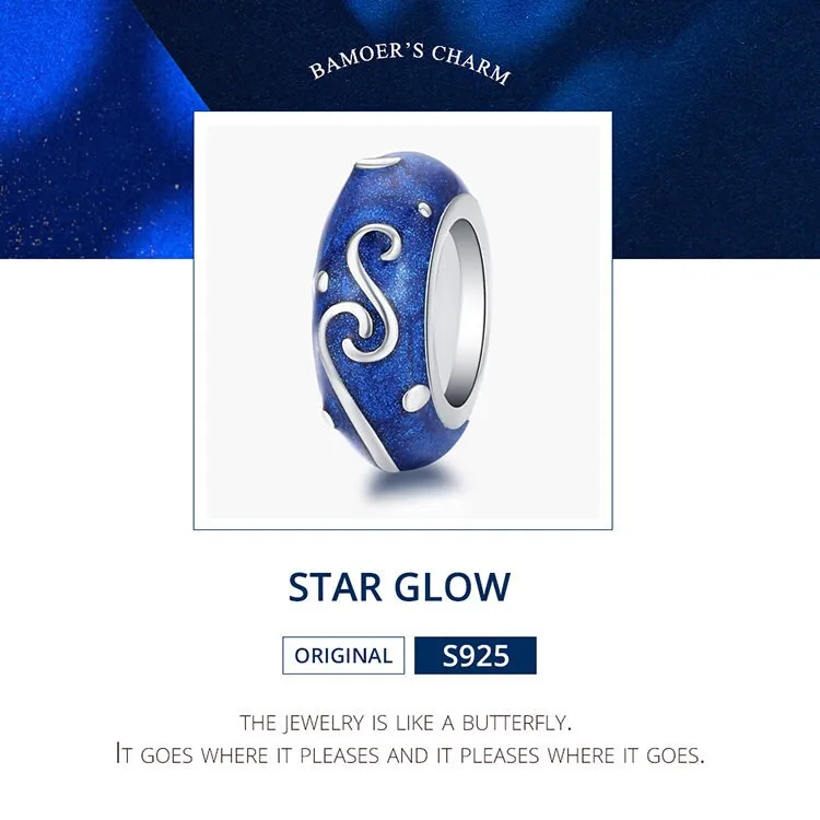 S925 Silver Starry Sky Charm Beads