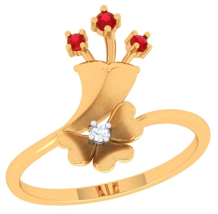 Shiny Gold Diamond Rings For Women